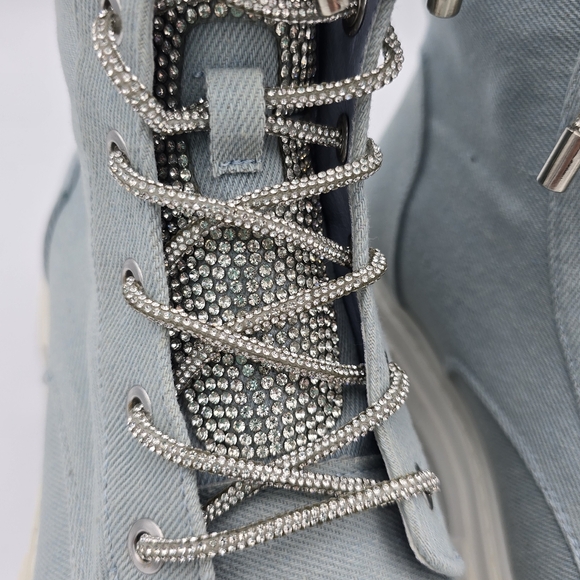 NWOT Cape Robbin Nunani Lace-up Rhinestone Combat Boots, Denim (Light Blue), 9 - Picture 16 of 16